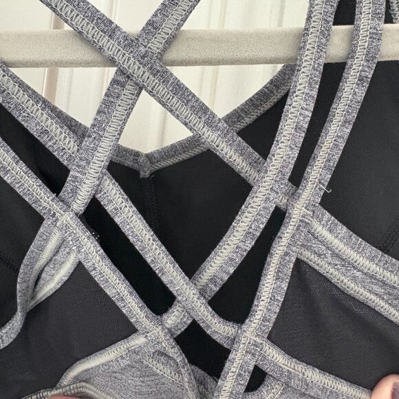 Lululemon Grey and Black Workout top with Crossed back and Panelling - Picture 3 of 3